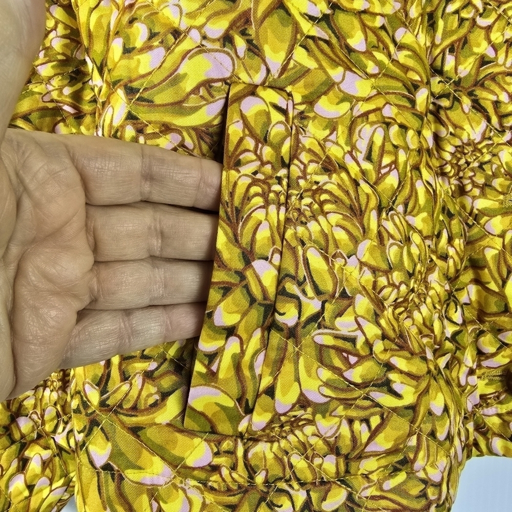 Kika Vargas Floral Yellow Women's Jacket Button Up Lined Size XS Whimsy Colorful - Picture 7 of 13